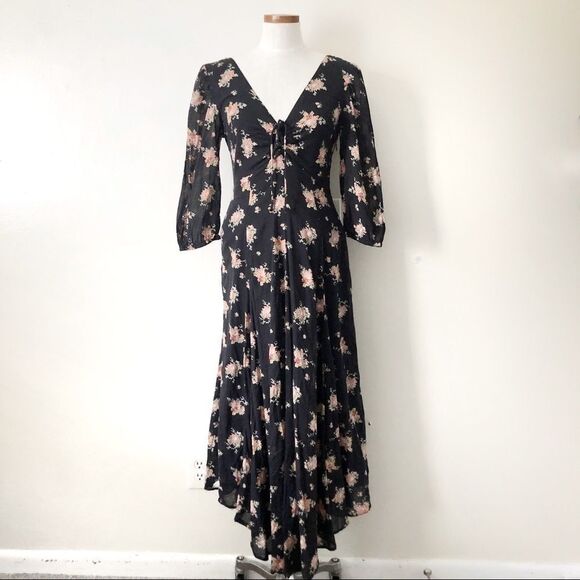 Free People Sea Glass midi dress in black combo - Picture 2 of 11